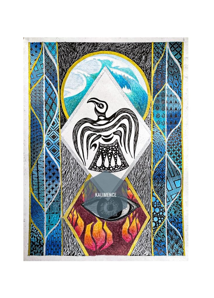 abstrait, oiseaux, mer, feu, vagues, tempête, motifs