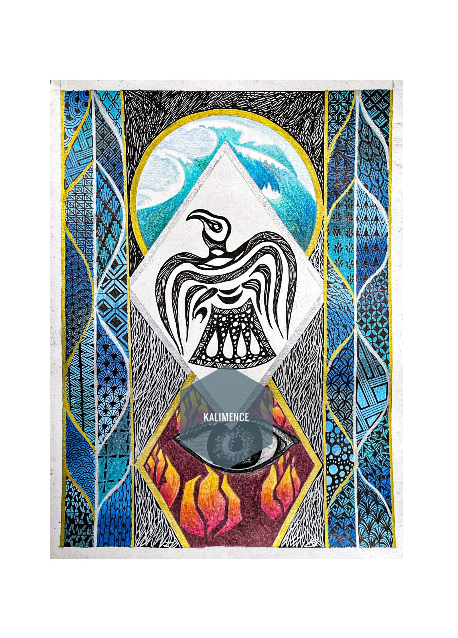 abstrait, oiseaux, mer, feu, vagues, tempête, motifs