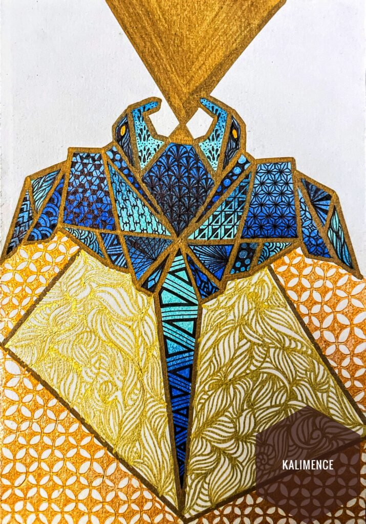 raie manta geometrique bleue